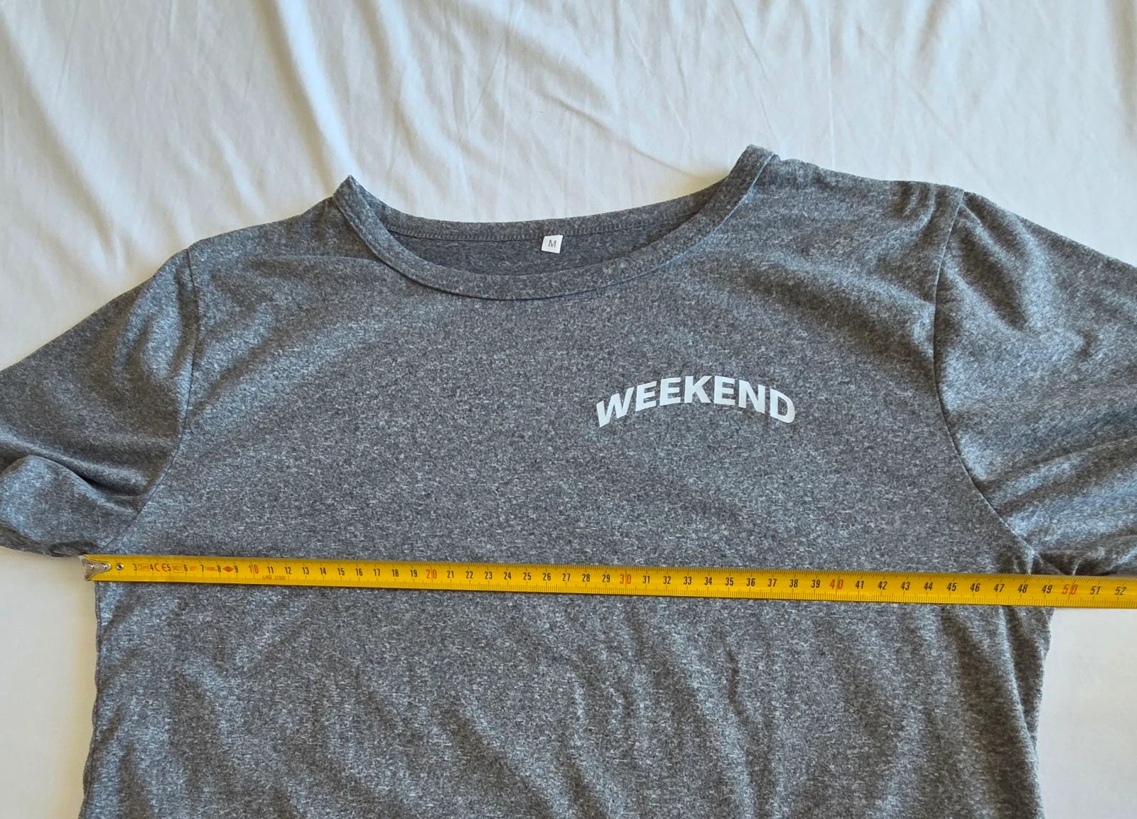 T-shirt cinza mesclado M 38 "WEEKEND" crop top mangas curtas – photo 8